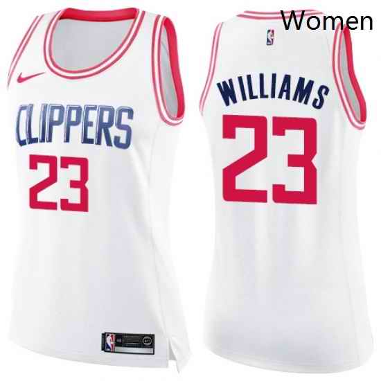 Womens Nike Los Angeles Clippers 23 Louis Williams Swingman WhitePink Fashion NBA Jersey